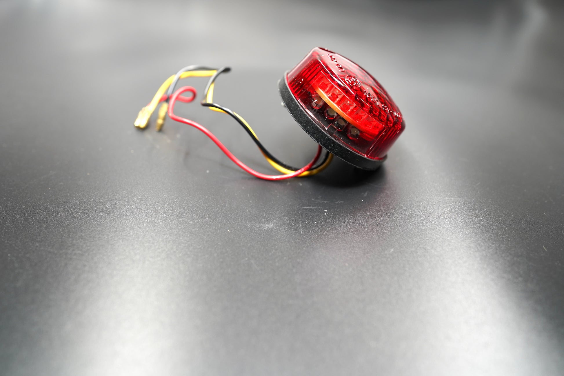 Minimalist Round LED Tail Light – Universal Fit, Red Lens with License Plate Illumination