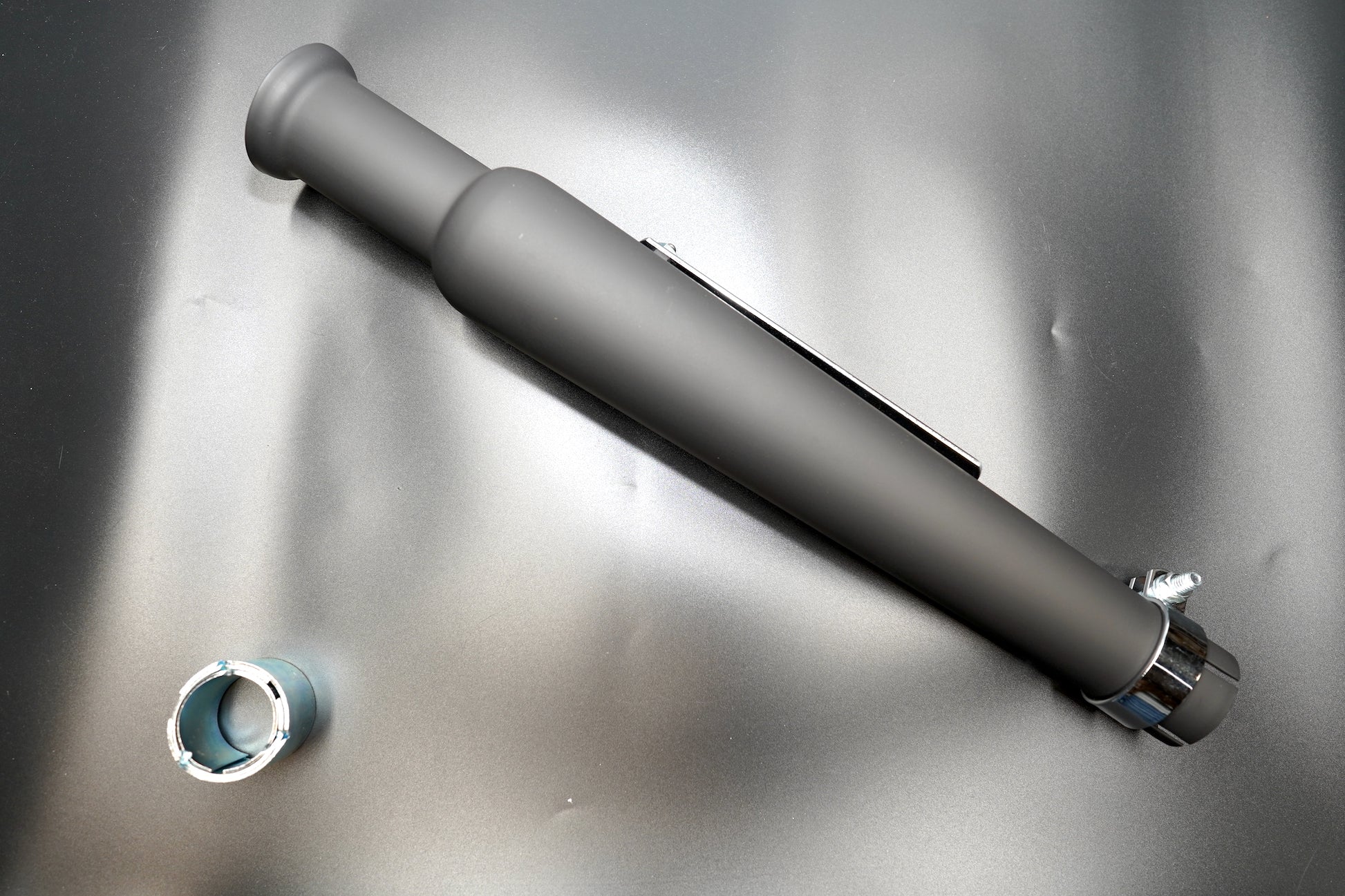 Universal Tapered Exhaust Silencer - Matte Black & Chrome
