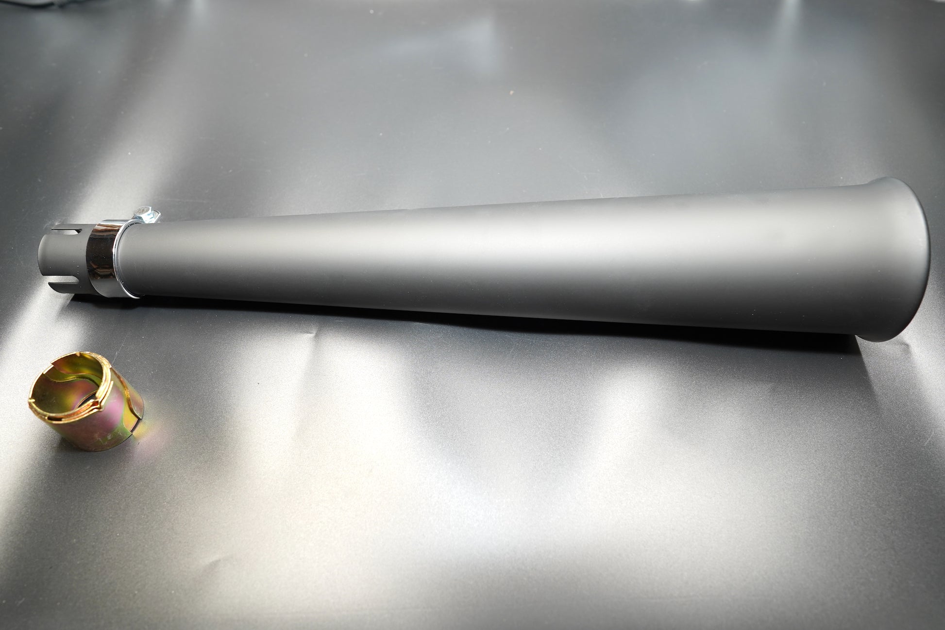 Vintage Megaphone Exhaust Silencer – Matte Black / Chrome Finish