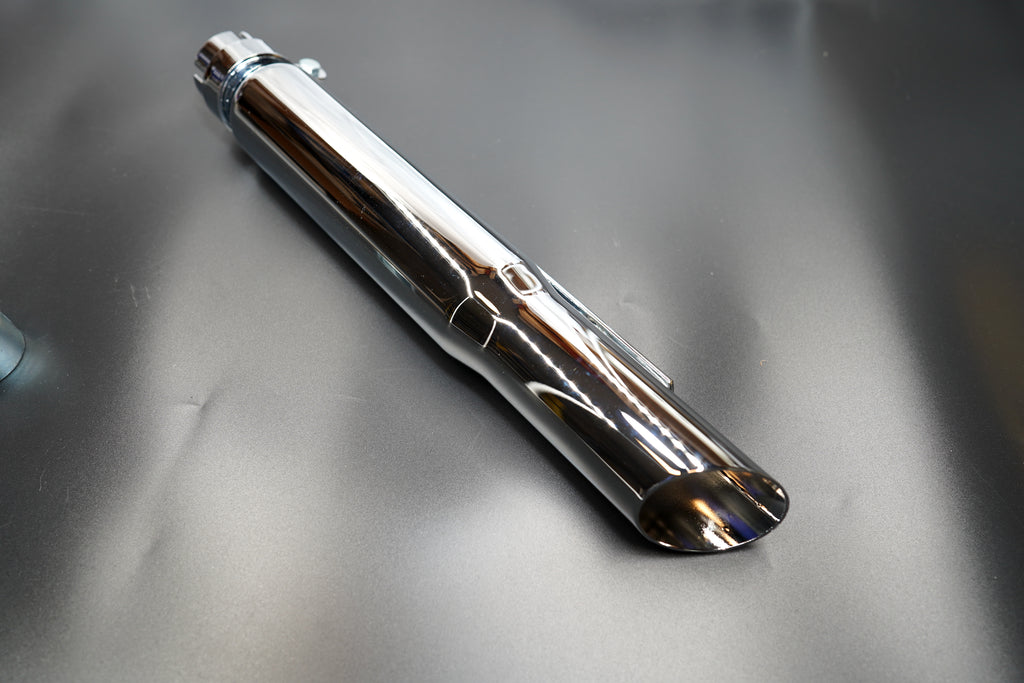 Universal Chrome Exhaust Silencer with Mounting Kit