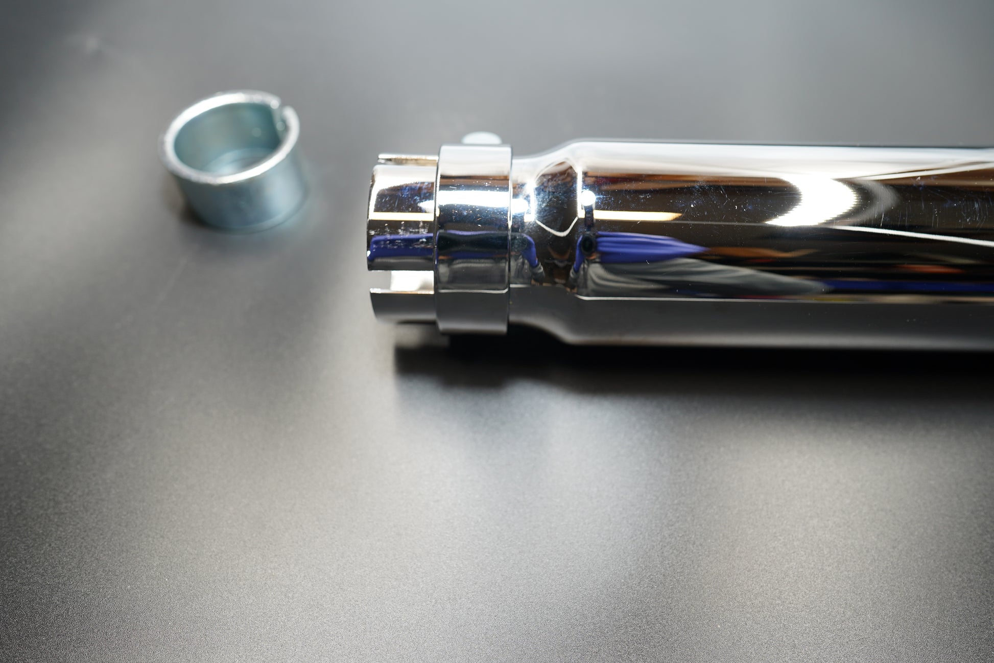Universal Chrome Exhaust Silencer with Mounting Kit