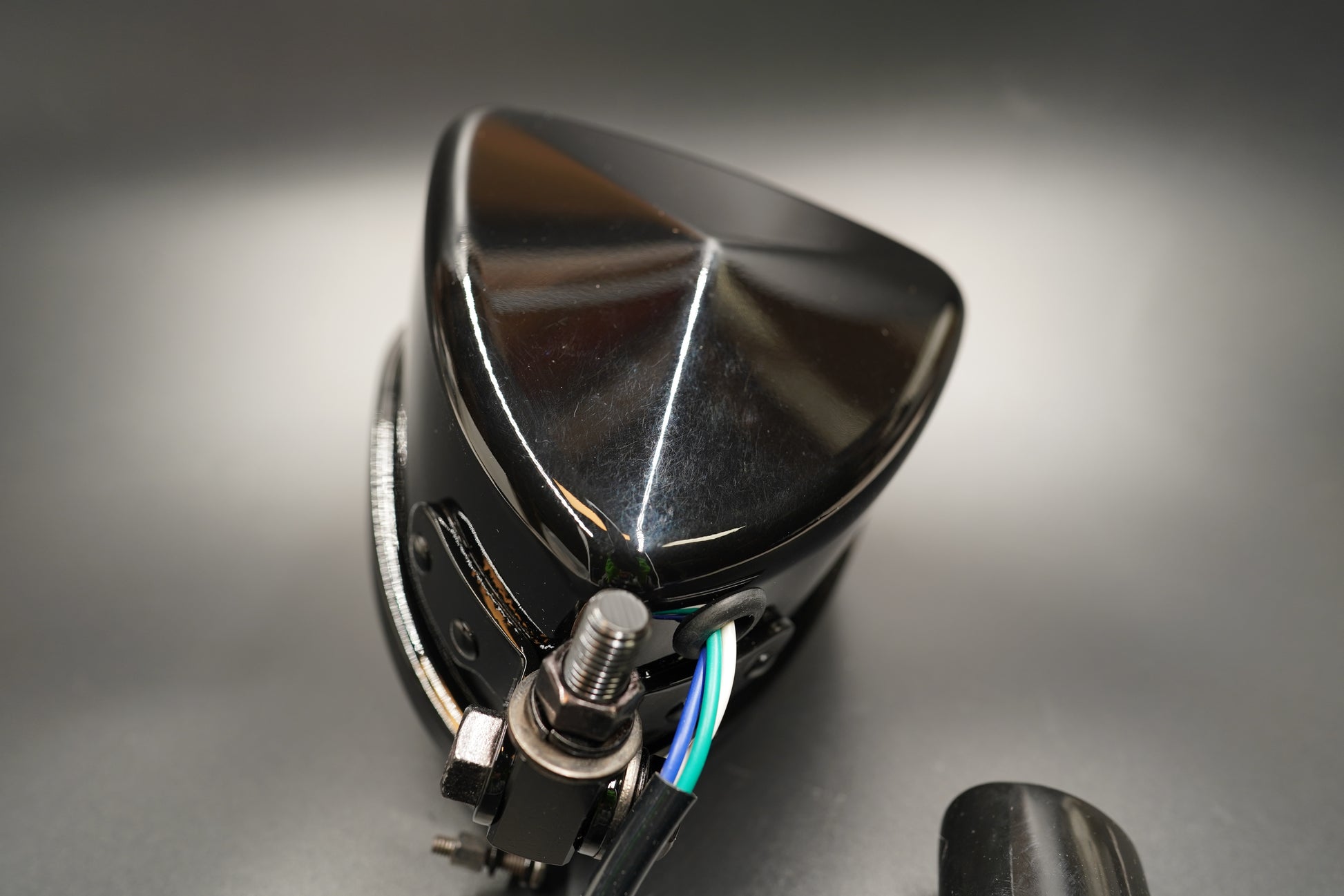 Retro Triangle Motorcycle Headlight – Clear / Amber Lens