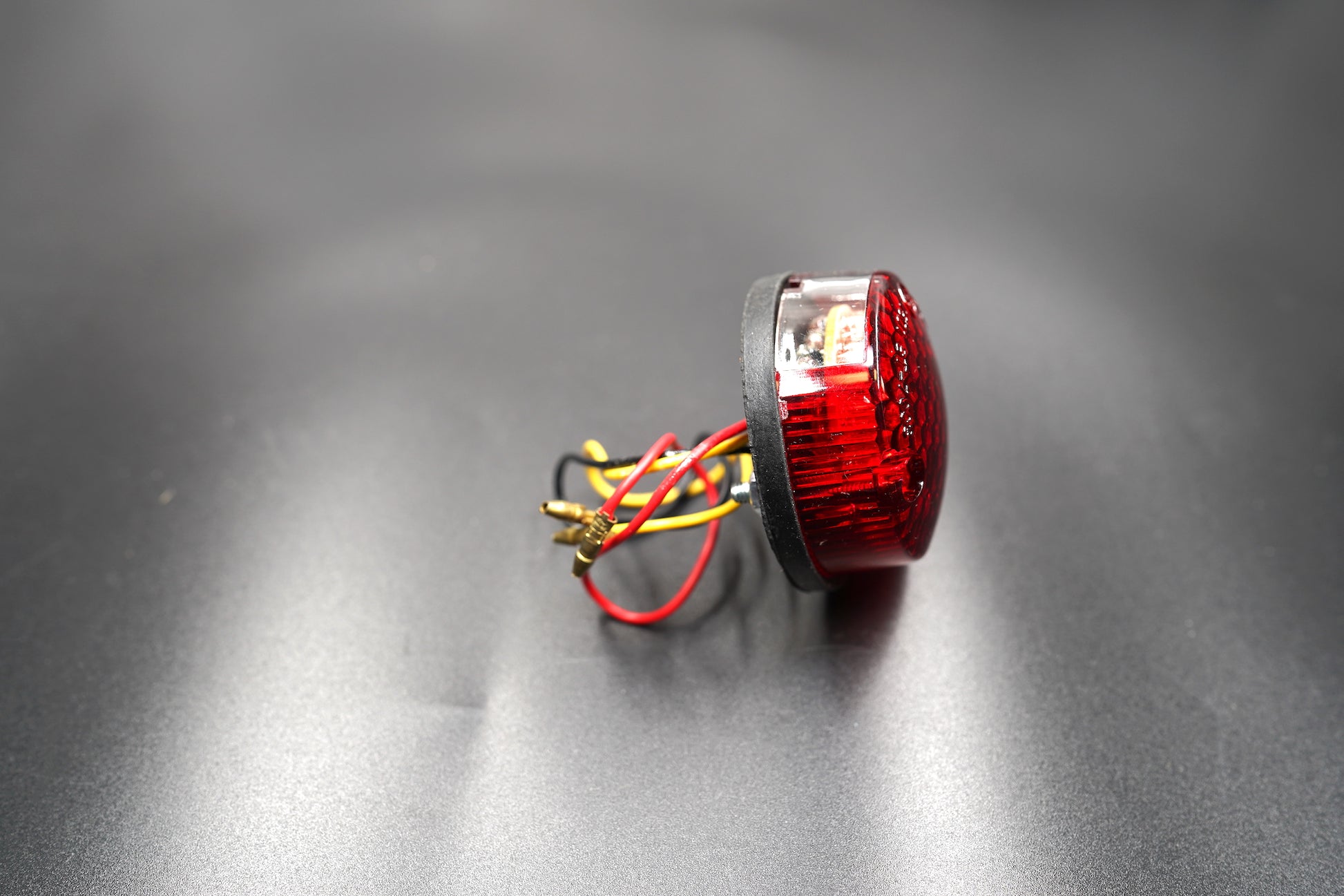 Minimalist Round LED Tail Light – Universal Fit, Red Lens with License Plate Illumination