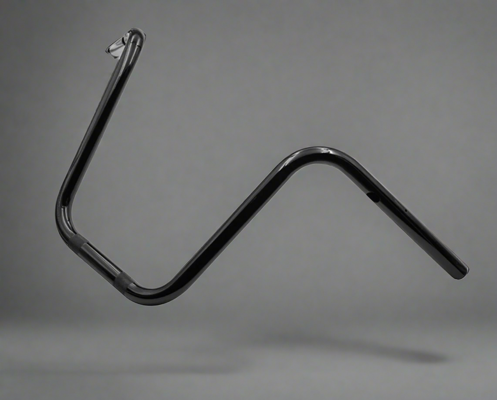 Ape Hanger handlebar for Triumph Bobber in piano black finish on neutral background