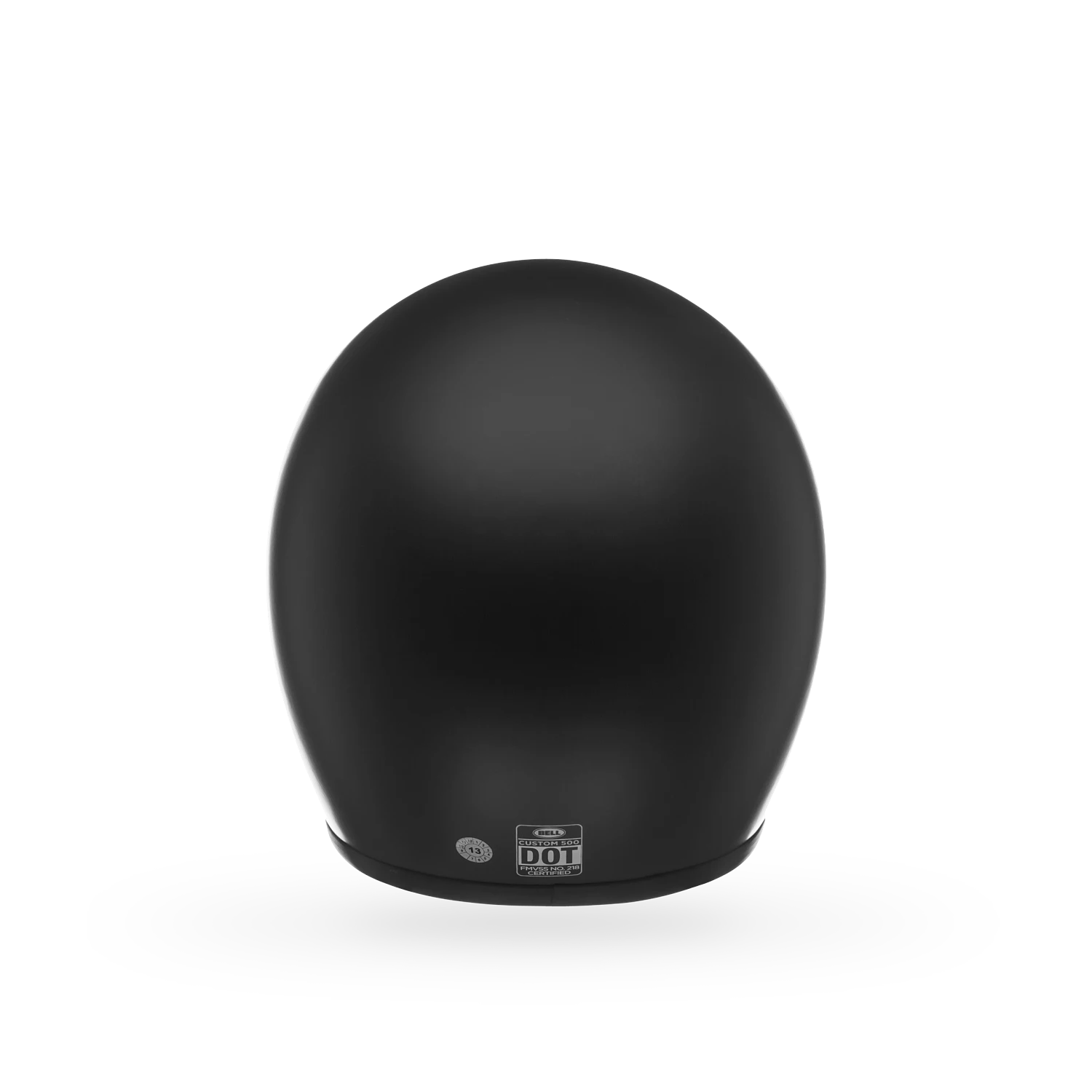 Top view of Bell Custom 500 matte black helmet — subtle curve and seamless surface for classic balance.