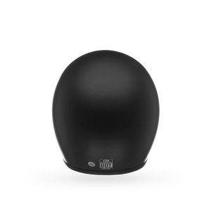 Top view of Bell Custom 500 matte black helmet — subtle curve and seamless surface for classic balance.