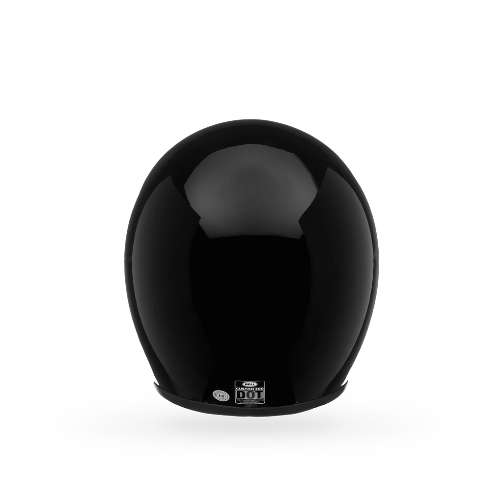 Rear view of Bell Custom 500 open-face helmet showing Bell logo badge and clean aerodynamic curve.