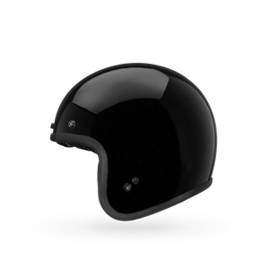Left side view of Bell Custom 500 open-face helmet — smooth gloss shell with vintage silhouette.