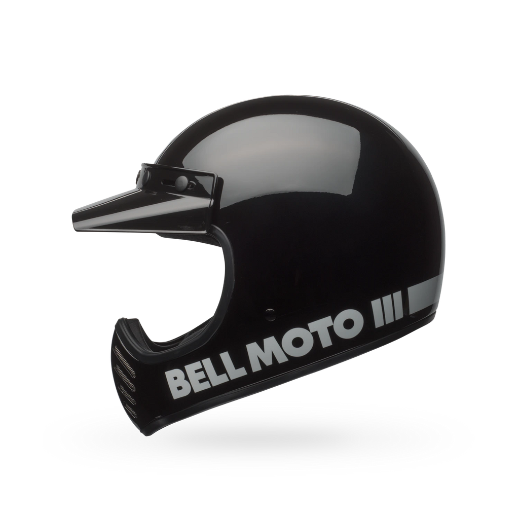 Close-up of Bell Moto-3 Helmet chin vent detail showing functional airflow and smooth matte edge.