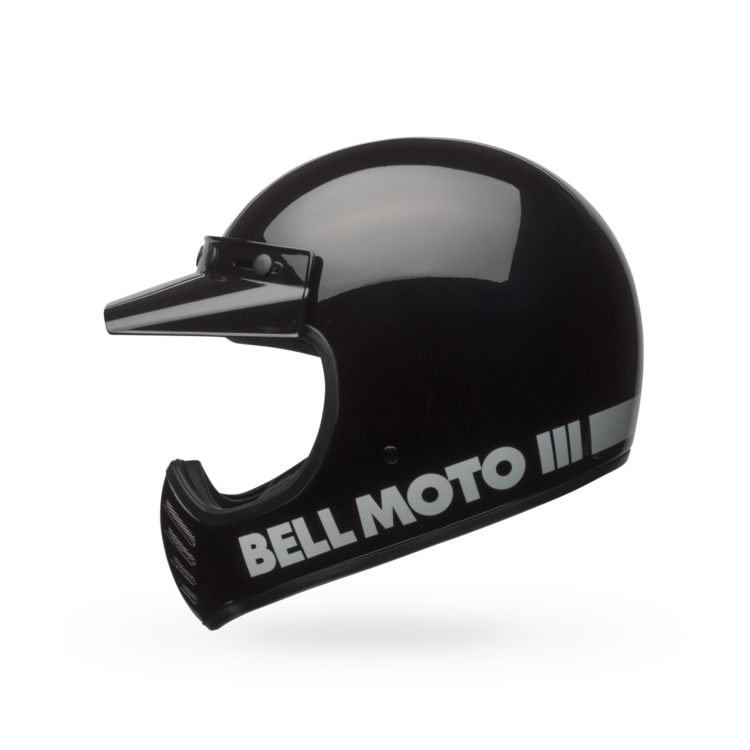 Close-up of Bell Moto-3 Helmet chin vent detail showing functional airflow and smooth matte edge.