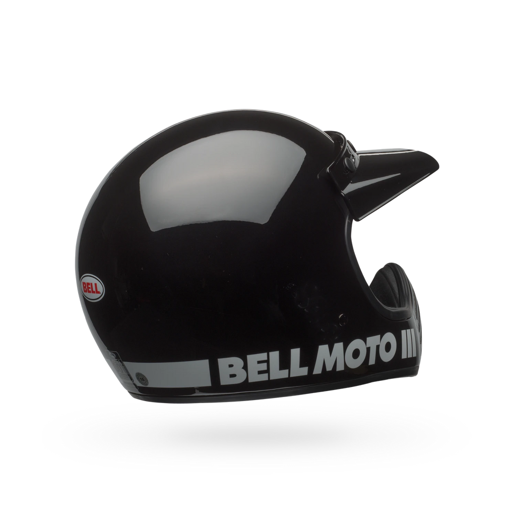 Three-quarter view of Bell Moto-3 Helmet — timeless form that defines modern retro motocross style.