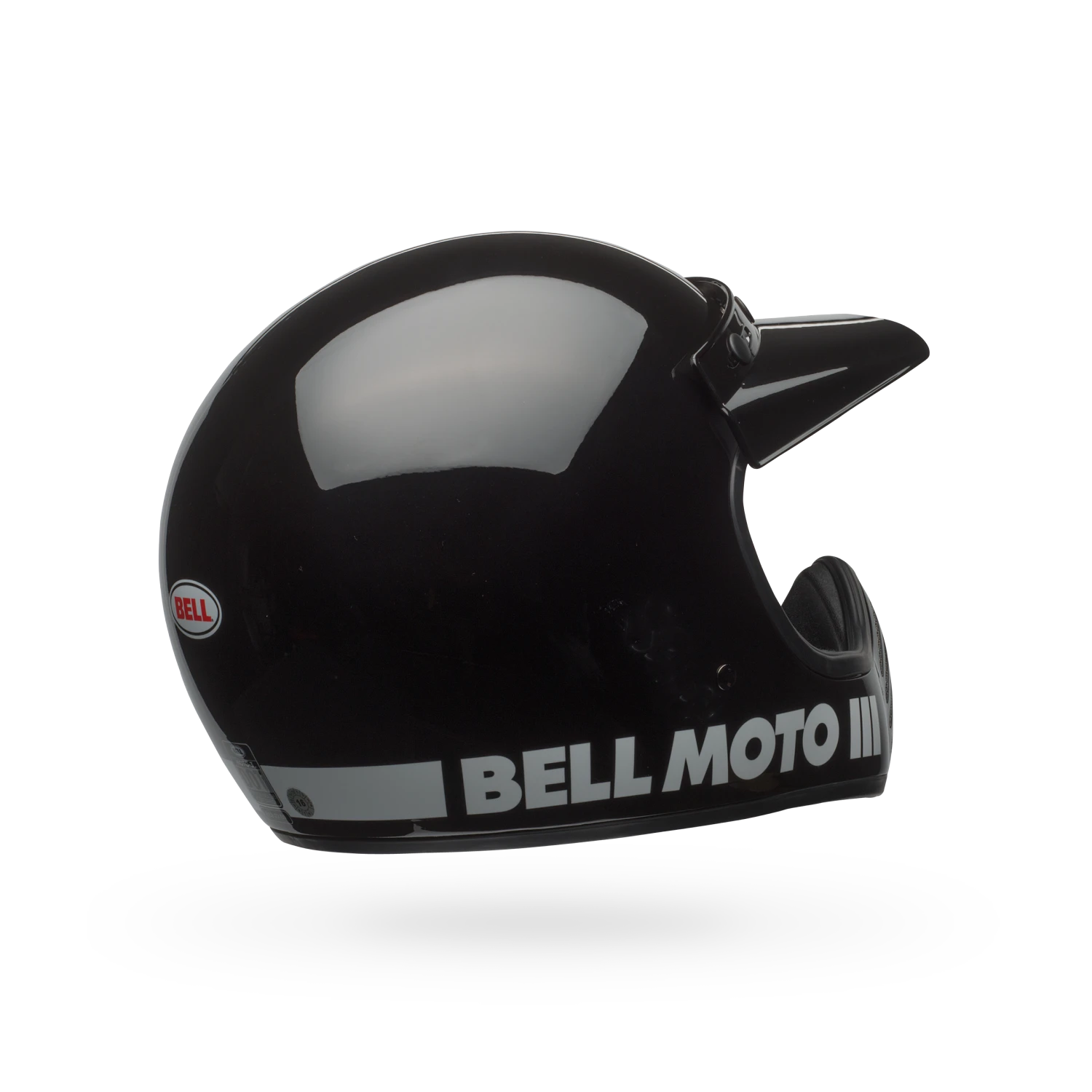 Three-quarter view of Bell Moto-3 Helmet — timeless form that defines modern retro motocross style.