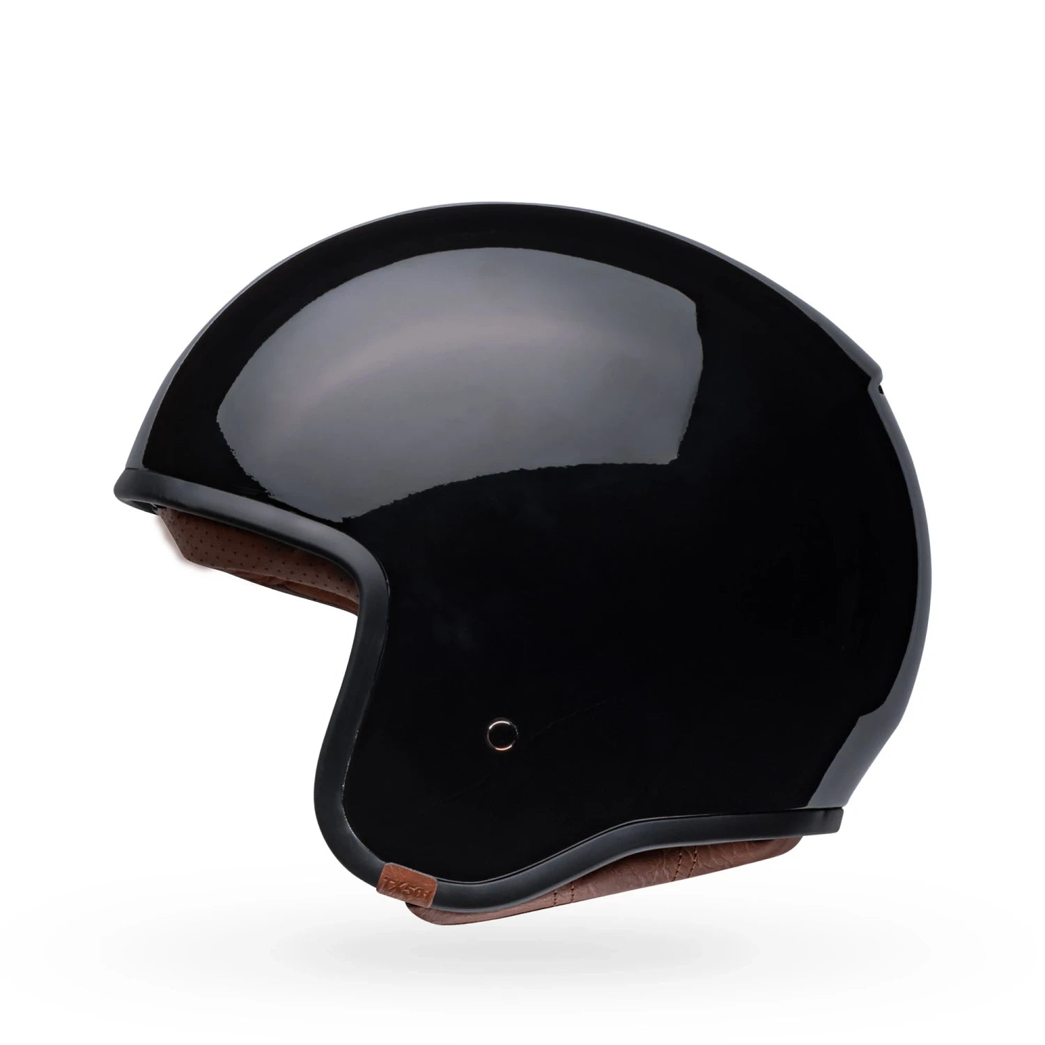 Angled front-right shot of Bell TX501 open face helmet highlighting fiberglass texture and sun visor details