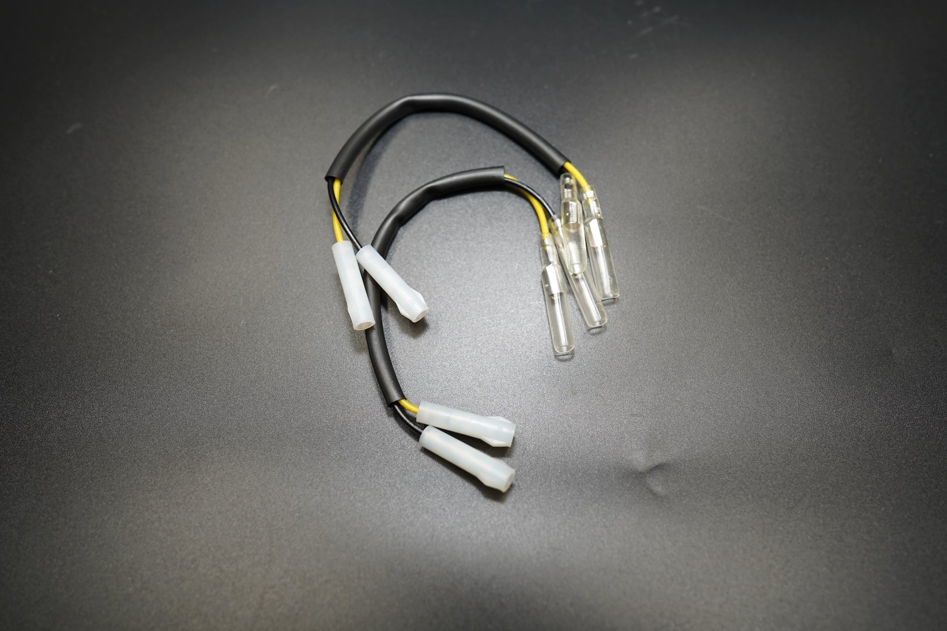 op view of BMW R NineT turn signal aluminum spacers showing mounting holes