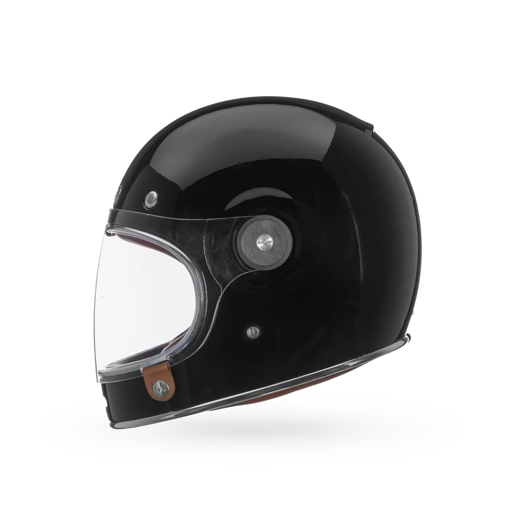 Front angled view of Bullitt GT Solid helmet — classic full-face design with curved visor and gloss black finish.