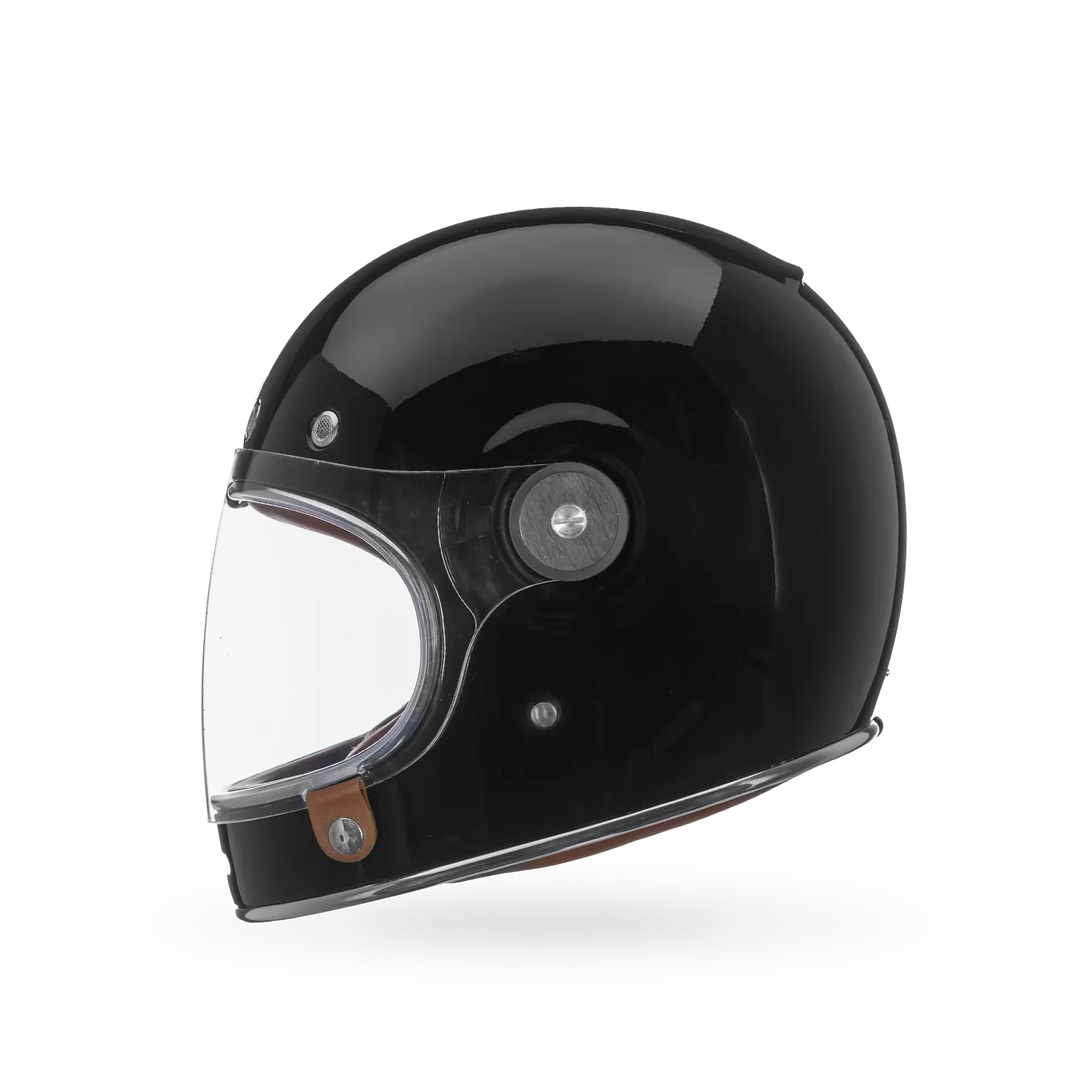 Front angled view of Bullitt GT Solid helmet — classic full-face design with curved visor and gloss black finish.