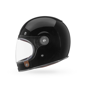Front angled view of Bullitt GT Solid helmet — classic full-face design with curved visor and gloss black finish.