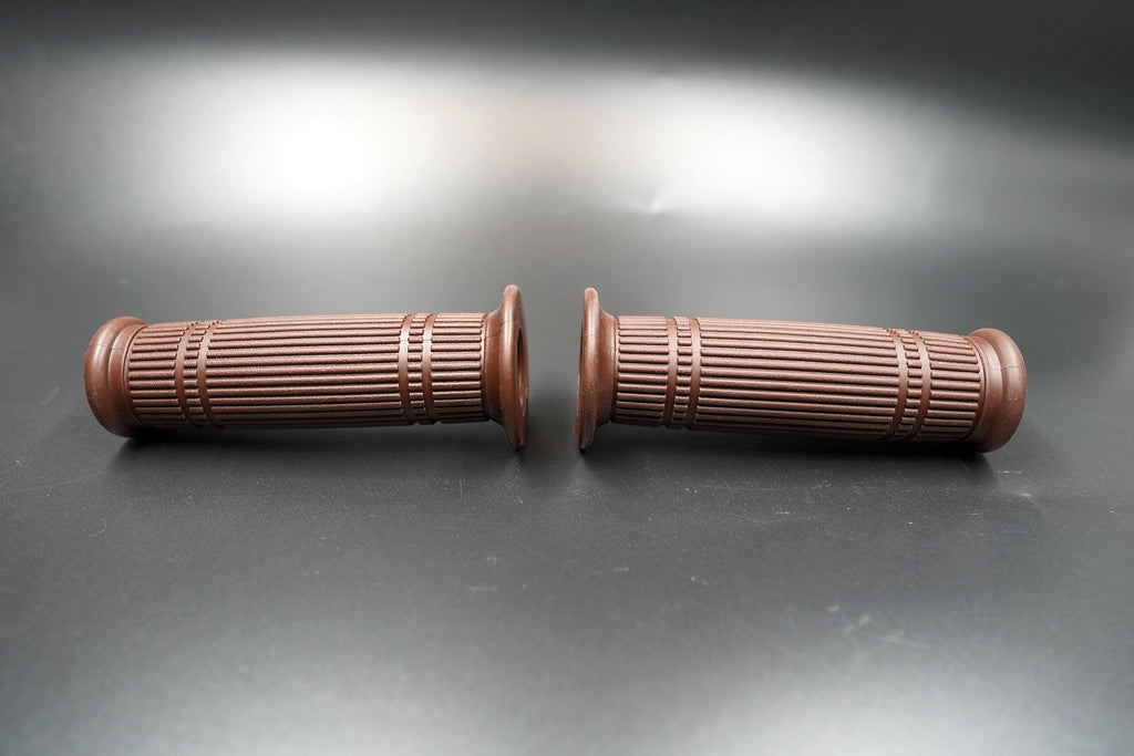 Side angle showing fine ribbed texture and earthy brown tone for café racer or custom builds.
