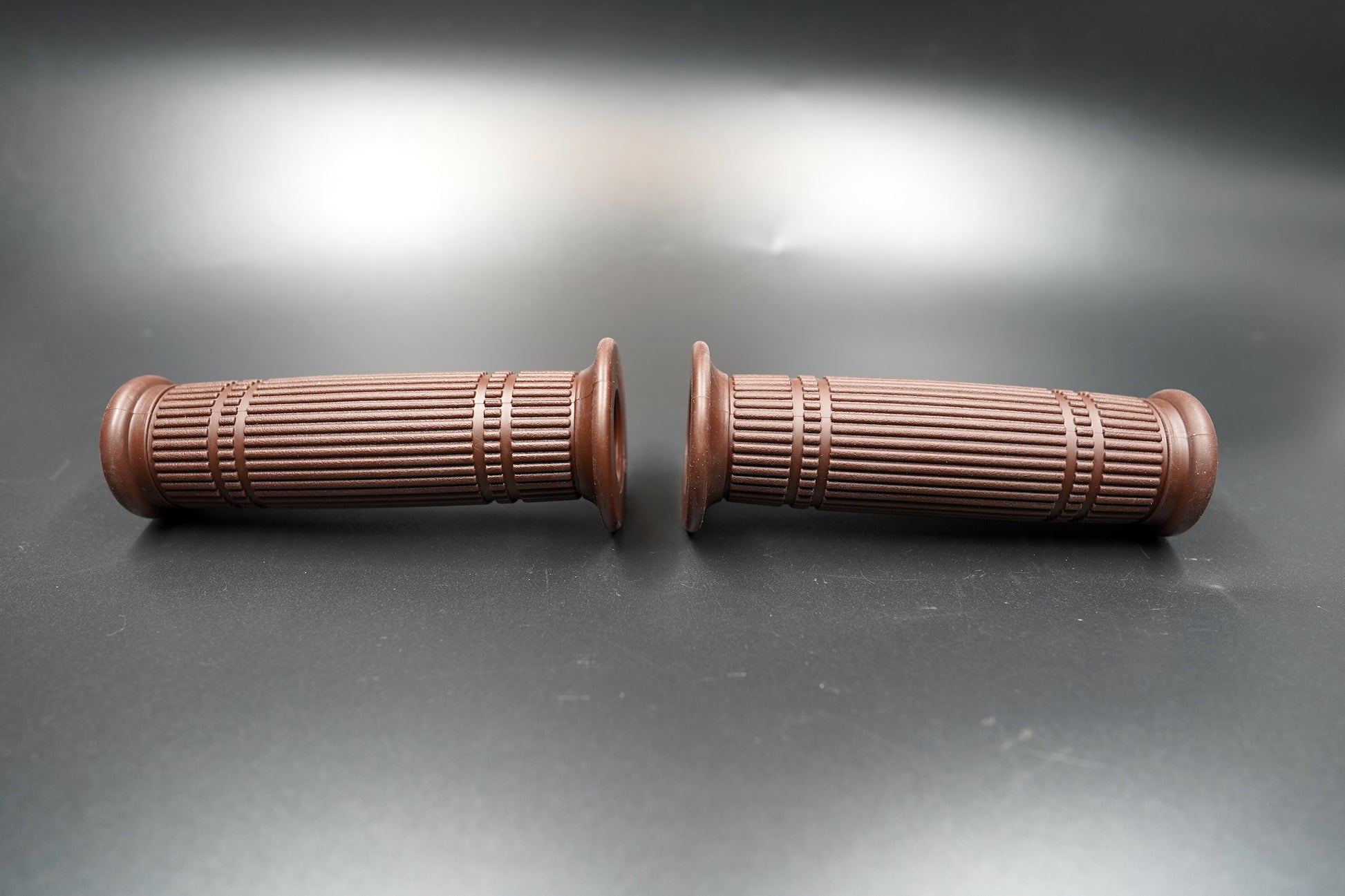 Side angle showing fine ribbed texture and earthy brown tone for café racer or custom builds.