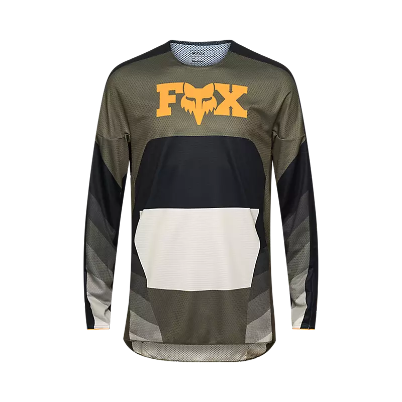 Front view of Fox 360 Fade Jersey — breathable TruDri fabric with bold FOX logo and race fit design.