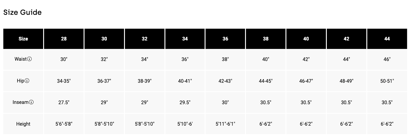 Fox Defend Offroad Pants size chart and measurement guide for accurate fit selection.