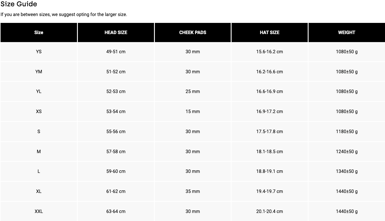 FOX V1 Hello Future Helmet size chart and fit guide for motocross and off-road riders.