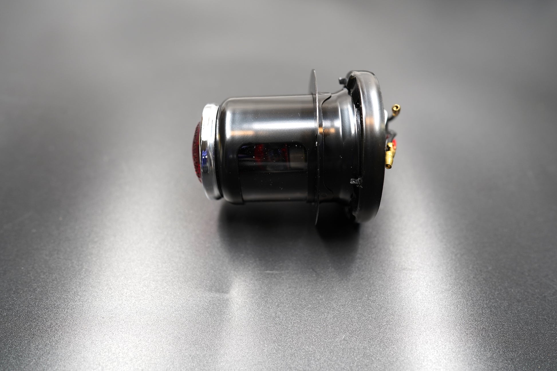 Rear view close-up showing 12V wiring and clean craftsmanship.