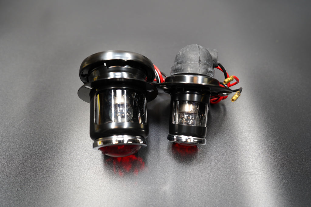 Two tail lights side by side showing available size options — small and large variants.
