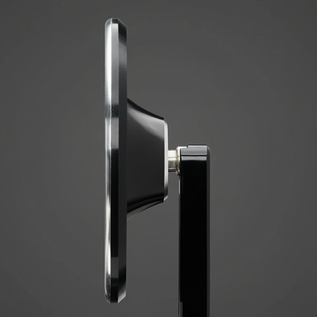 Side profile of mo.view classic 60 flip — slim 4.2 mm mirror body with compact 72 mm arm for 22 mm handlebars.