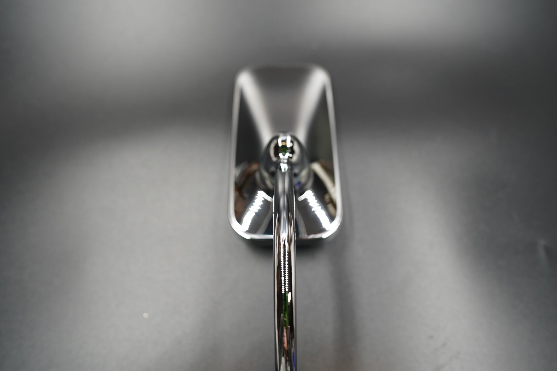 Polished Silver back view of bar-end rearview mirror– MUND CustomBikeParts