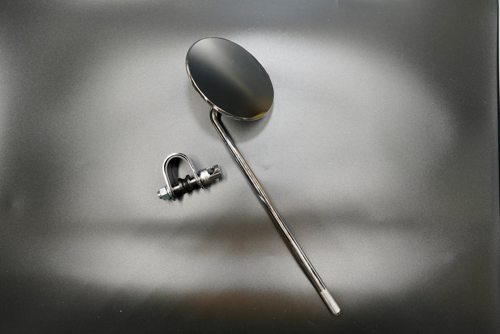 Classic Clamp-On Motorcycle Mirror – Silver / Matte Black | Long & Short Stem