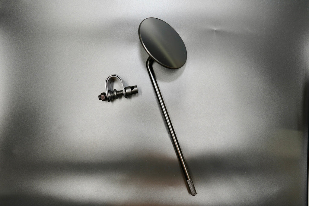 Classic Clamp-On Motorcycle Mirror – Silver / Matte Black | Long & Short Stem