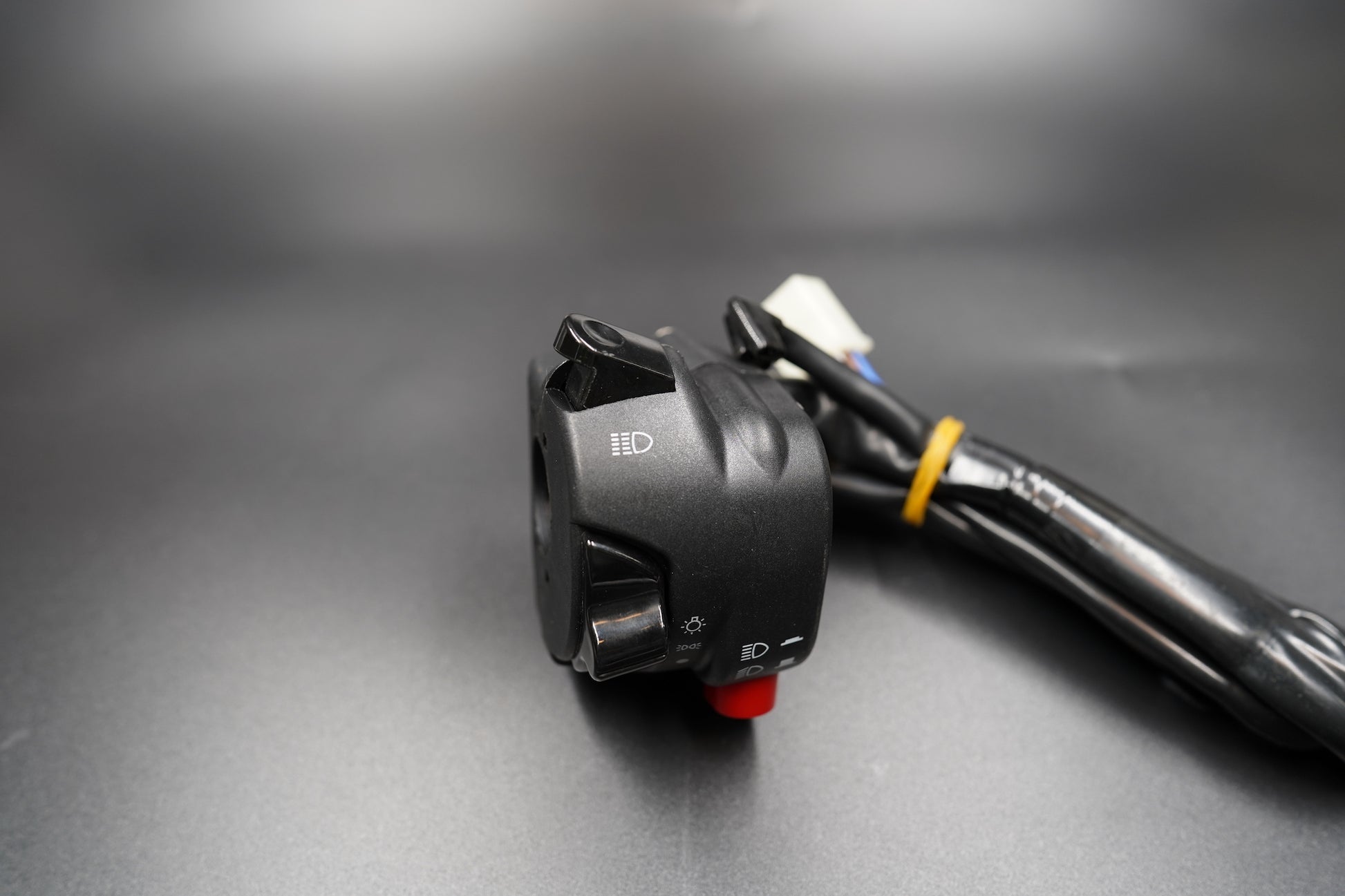 Rear housing view with wiring harness and connector detail