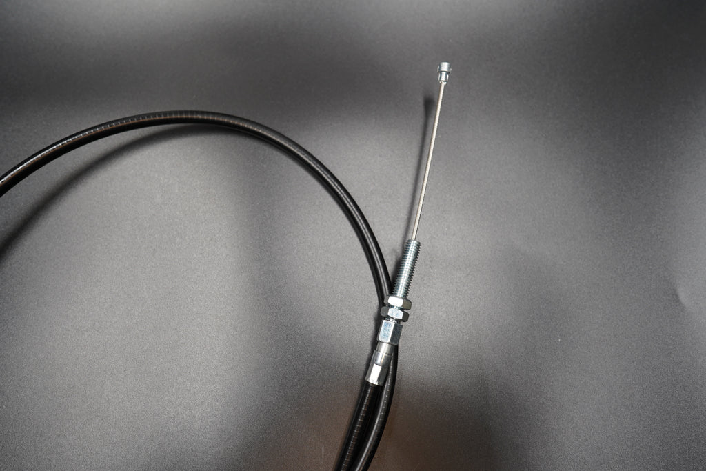 Detailed view showing Triumph Bobber extended clutch cable full length