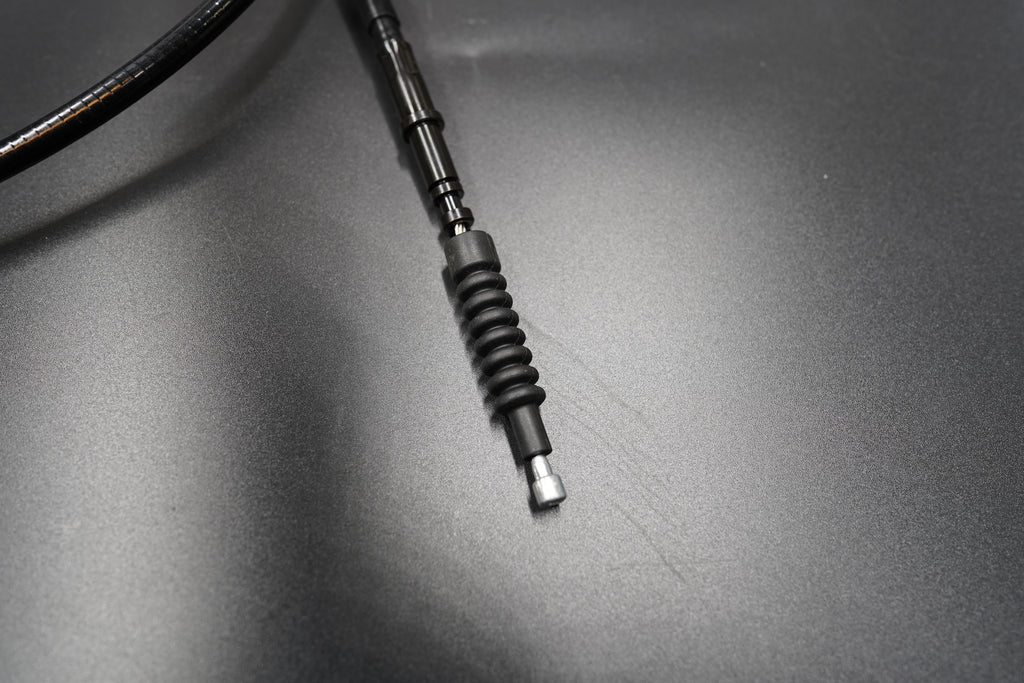 Detailed view of Triumph T120/T100 clutch cable connector and threaded section