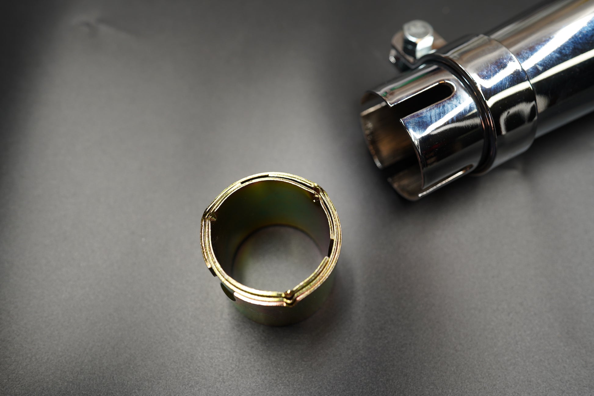 Chrome version surface and clamp joint close-up. 